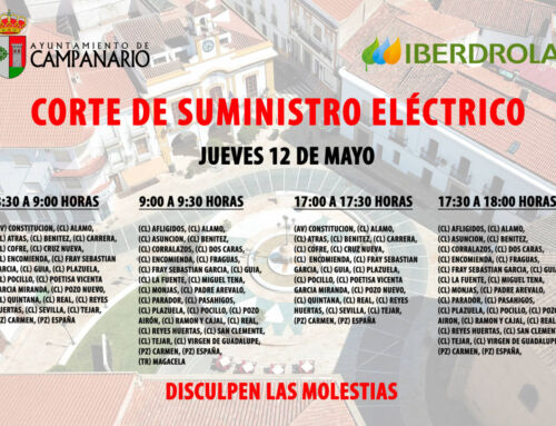 Corte de suministro eléctrico en varias calles de Campanario el día 12 de mayo